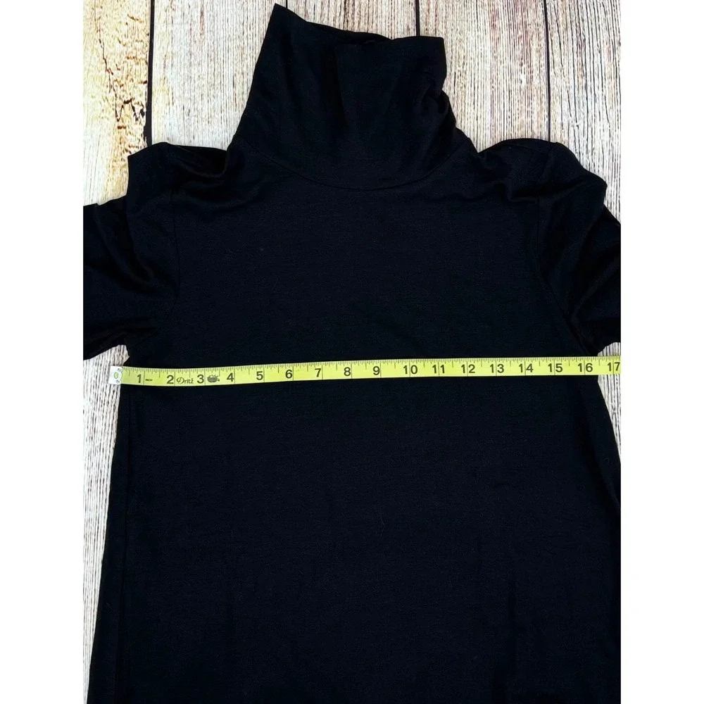 Eileen Fisher Scrunch‎ Neck Tunic Size XXS Black Long Sleeve Top Tencel NWT